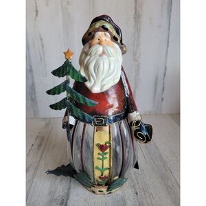 Unique Santa Claus rustic tealight candle holder pine tree xmas decor